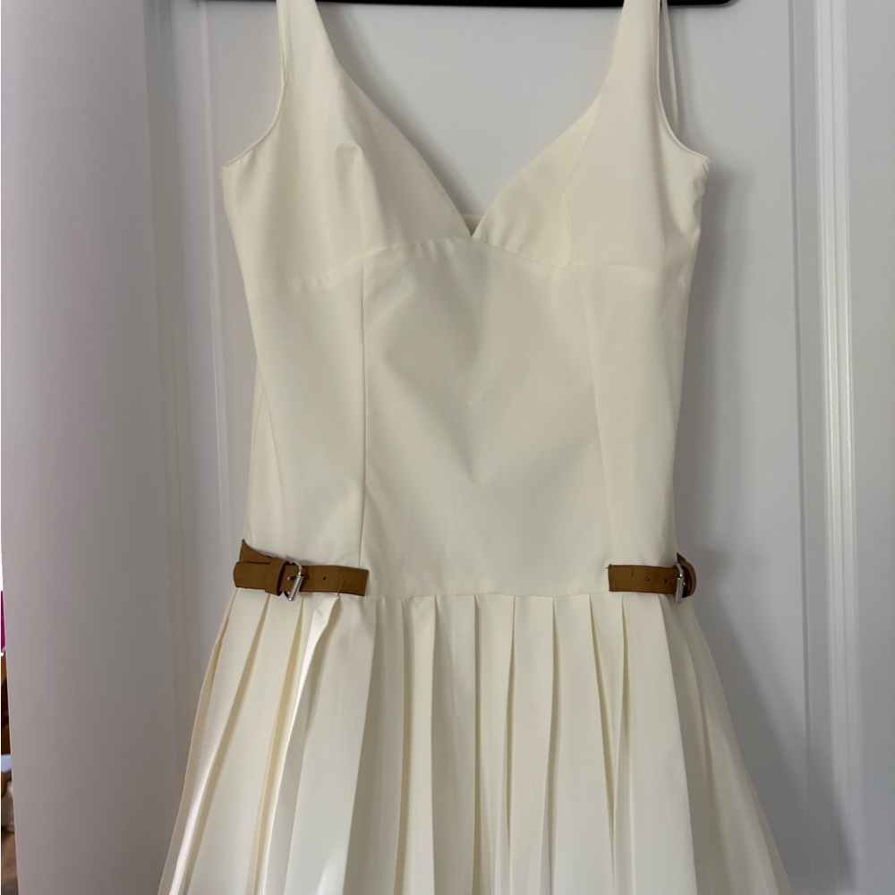 ZARA Cream Dress with Tan Accents